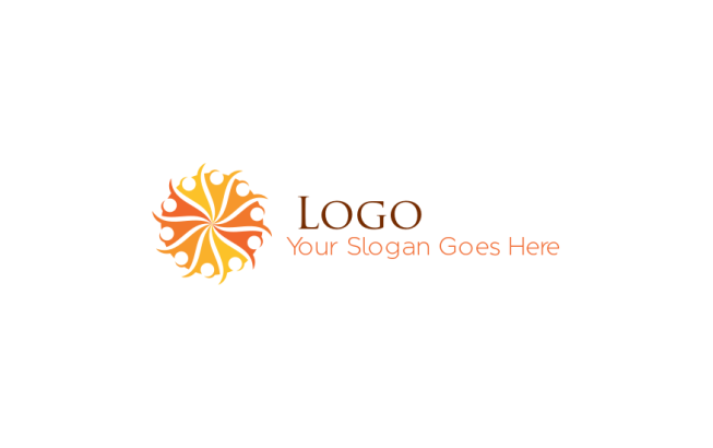 consulting logo maker swoosh people forming sun rays