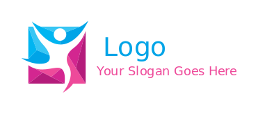 community logo swoosh person in polygon square