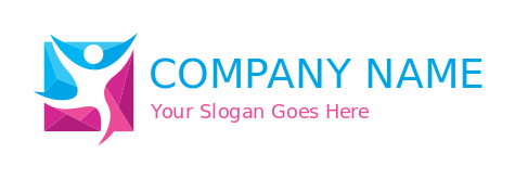 community logo swoosh person in polygon square