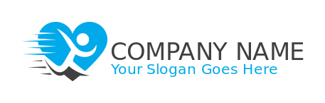 Swoosh person running in heart 