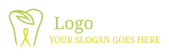 dental logo swoosh tooth with leaves