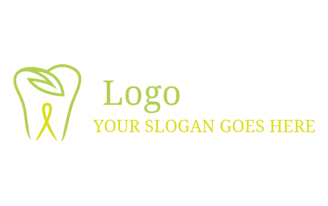 swoosh tooth merged with leaves dental symbol