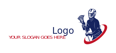 sports logo symbol lacrosse man in swoosh