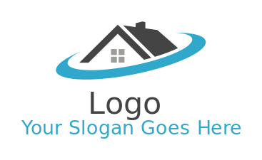 make a real estate logo swooshes around abstract house with window