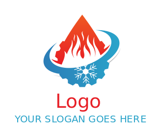 energy logo droplet with gear and flame