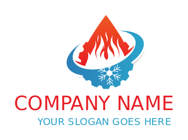 energy logo droplet with gear and flame