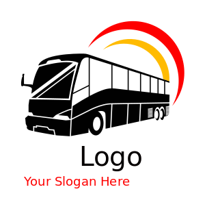 design a transportation logo swooshes over bus