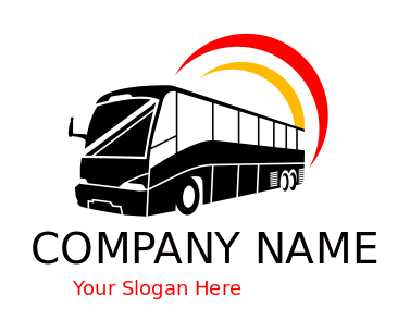 design a transportation logo swooshes over bus