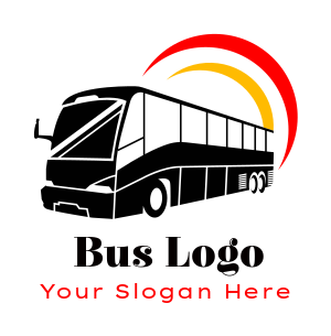design a transportation logo swooshes over bus