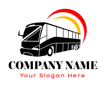 design a transportation logo swooshes over bus