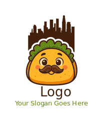 taco illustration on Los Angeles skyline
