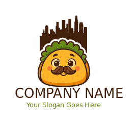 taco illustration on Los Angeles skyline