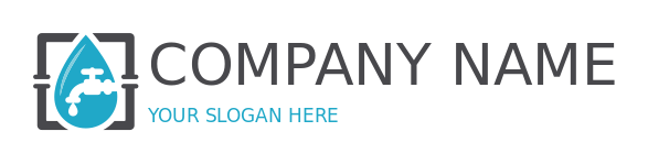 construction logo pipes with tap big water drop