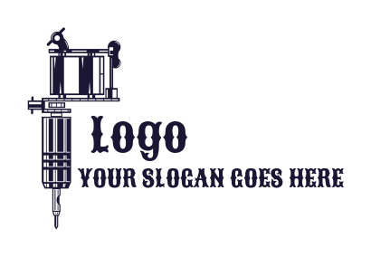 tattoo studio logo illustration of gun with needle