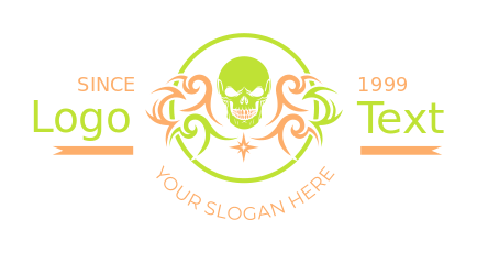 tattoo studio logo skull and ornaments in circle