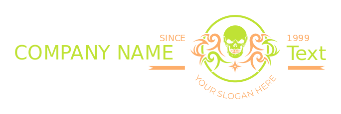 tattoo studio logo skull and ornaments in circle