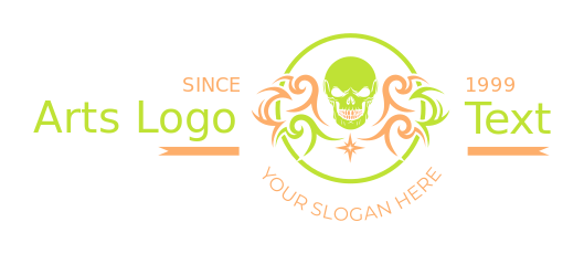 tattoo studio logo skull and ornaments in circle