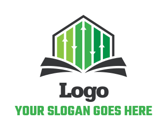 finance logo maker book with arrows
