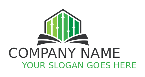 finance logo maker book with arrows