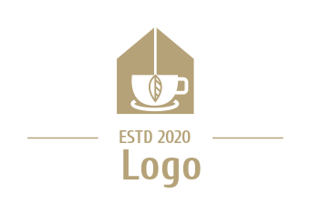 restaurant logo tea leaf in cup inside house
