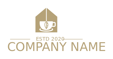 restaurant logo tea leaf in cup inside house