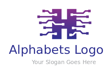 alphabets logo tech wires merged with Letter H