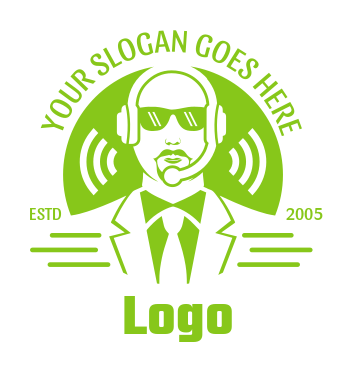 communication logo telemarketer with headphones