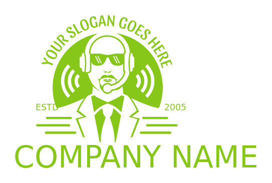 communication logo telemarketer with headphones