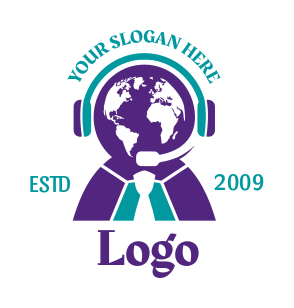 communication logo telemarketer with globe head