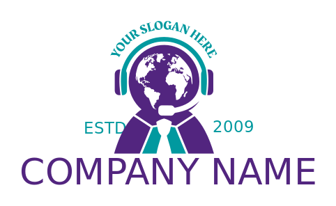 communication logo telemarketer with globe head