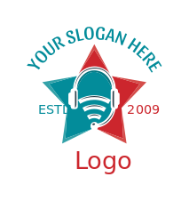 communication logo signals and headphone in star