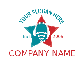 communication logo signals and headphone in star