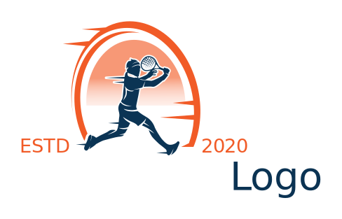 sports logo man with tennis racket in circle