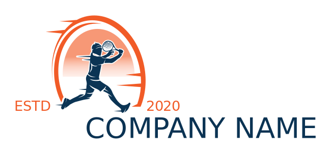 sports logo man with tennis racket in circle