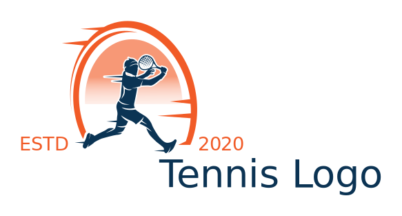 sports logo man with tennis racket in circle