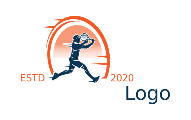 sports logo man with tennis racket in circle | Logo Template by ...