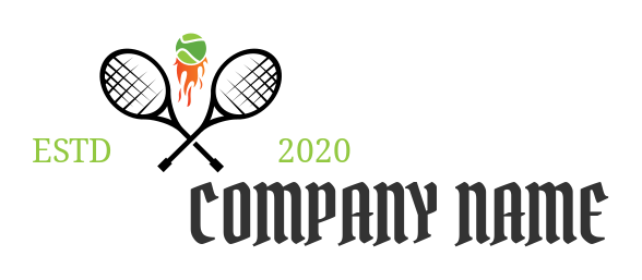 tennis rackets criss cross and flame ball logo icon