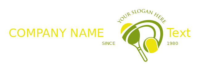 sports logo tennis racket with ball swoosh