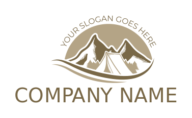 camping logo icon tent under mountains