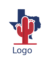 Texas map with red cactus