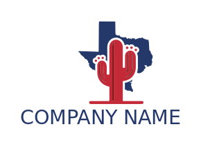 Texas map with red cactus