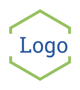 text logo in line art hexagon shape