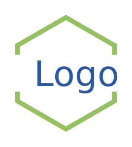 text logo in line art hexagon shape