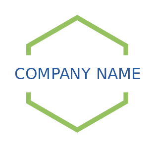 text logo in line art hexagon shape