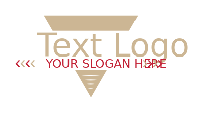 text logo in upside down pyramid with arrows
