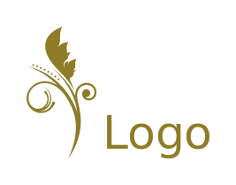 text logo with leaf and vine ornaments