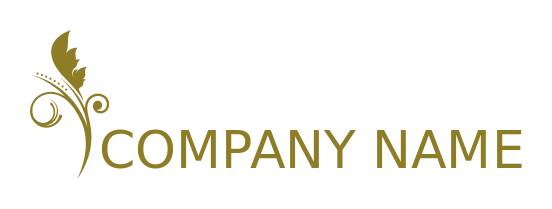 text logo with leaf and vine ornaments