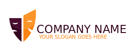 entertainment logo theater masks forming shield