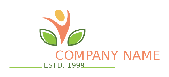 therapist logo symbol happy figure with leaves