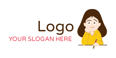 education logo writer girl child thinking